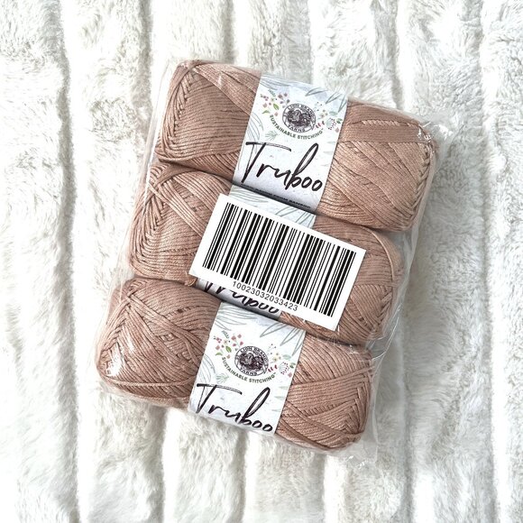 NEW Lion Brand Truboo Yarn (Tan Chamois) 3 x Sheins - Picture 1 of 4